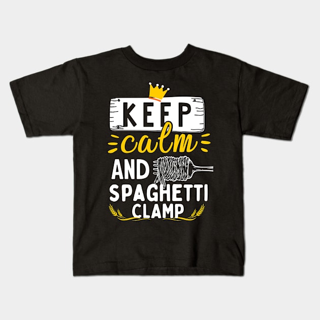 Keep Calm And Spaghetti Clamp Kids T-Shirt by PlayfulPrints